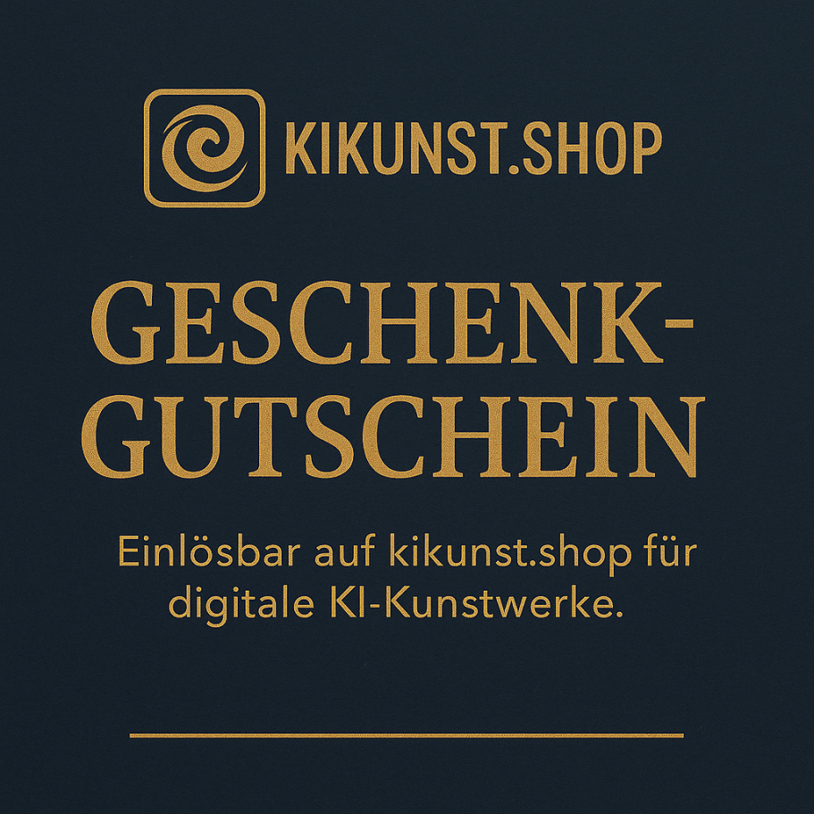 Geschenkgutschein für digitale KI-Kunstwerke von kikunst.shop.